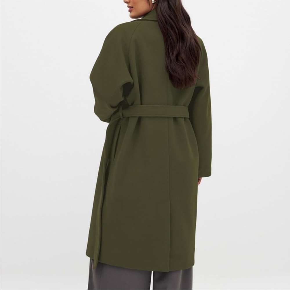 New Olive Green Women's Pea Coat Size Medium - Picture 2 of 9